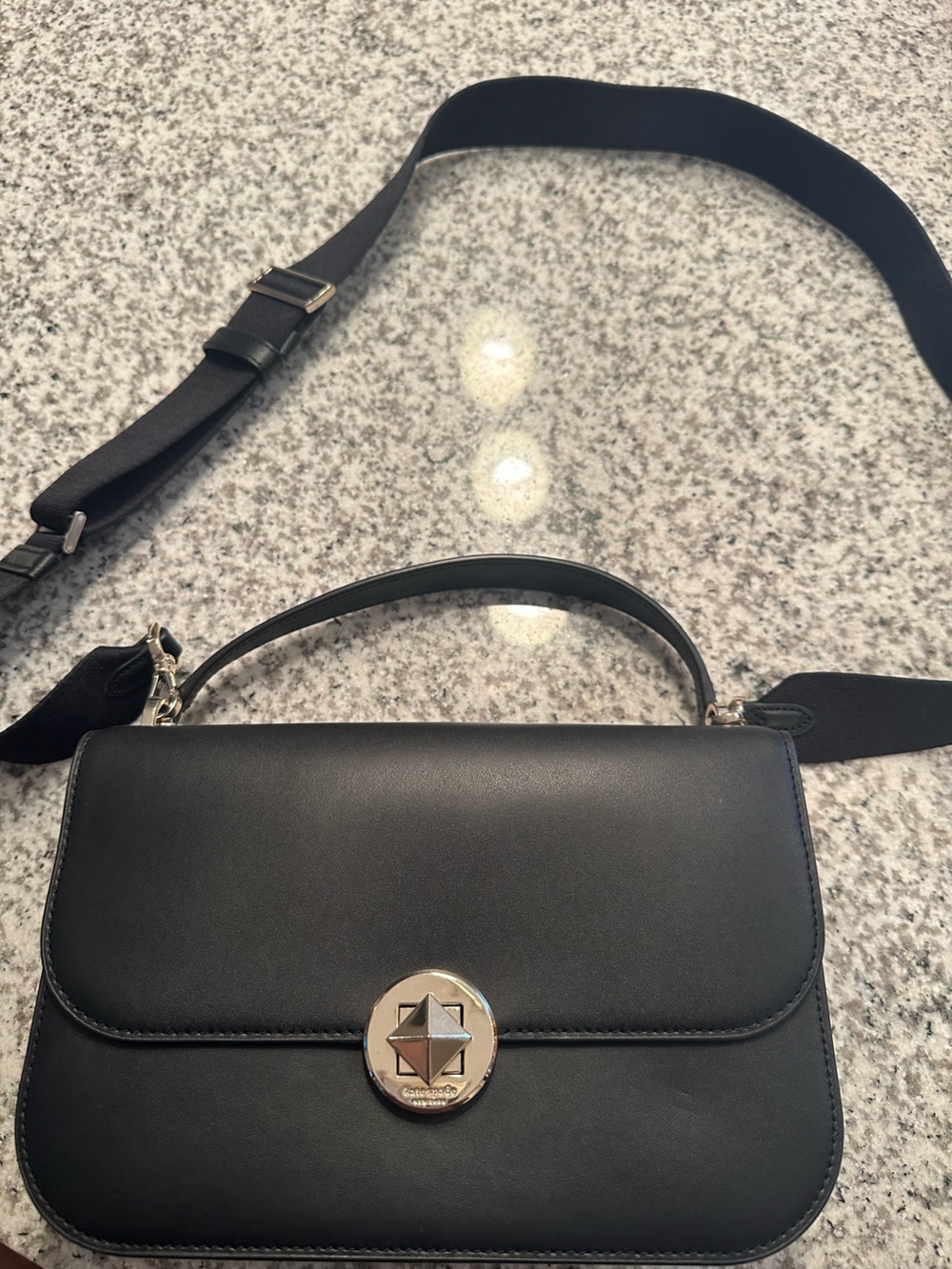 Kate Spade Black Leather Crossbody Bag with Adjustable Long Strap and